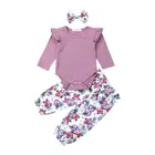 Pudcoco, в наличии в США, Одежда для новорожденных девочек, 3 предмета, комбинезон, боди, штаны с цветочным принтом, комплект одежды