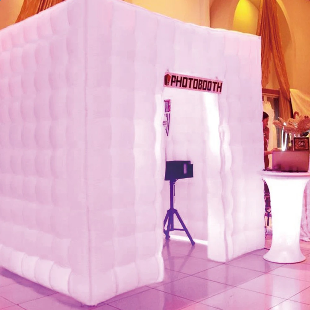

High Quality Wholesale The Selfie Portable Inflatable Photo booth Cabin with Full LED Around Cube Photobooth For advertising
