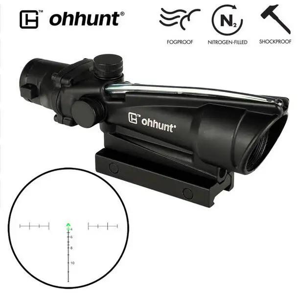 Reticle No.2 GREEN Тактический 5x35 в стиле ACOG настоящий волоконный красный или зеленый стекло с подсветкой шеврон сетка оптика прицелы для охоты - Цвет: Reticle No.2 GREEN