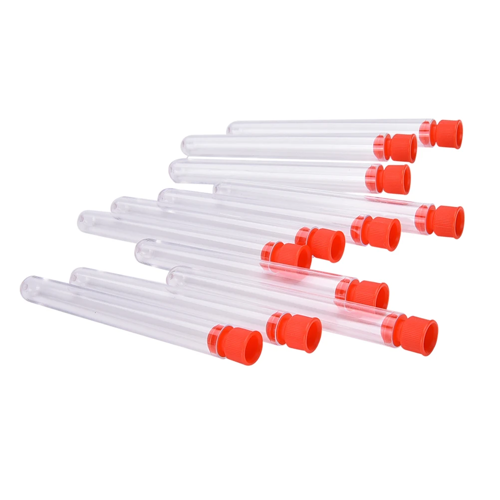 

10 PCS Clear Transparent Plastic Test Tubes with Caps Stoppers School Lab Supplies Accessories 12x100mm High Quality