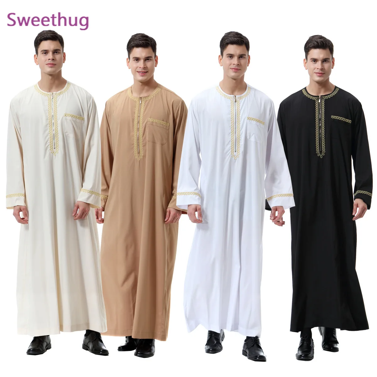 2021 Muslim islamic Clothing Men Jubba Thobe print zipper Kimono Long Robe Saudi Musulman Wear abaya caftan Islam Dubai Arab