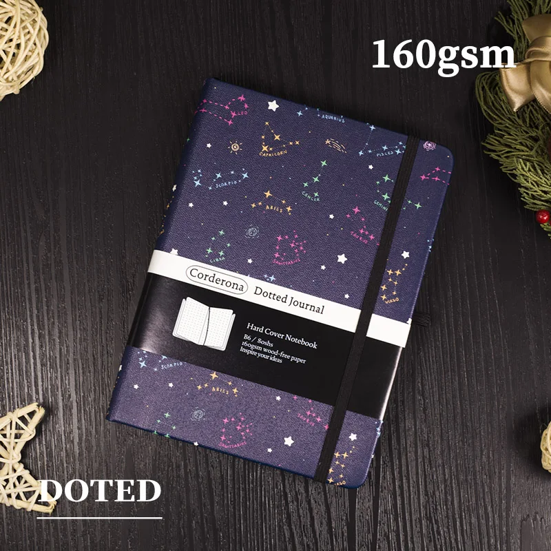 Corderona Zodiac 160gsm Bullet Dotted Journal B6 Sketchbooks Thick Travel Planner Diary Hard Cover Notebook