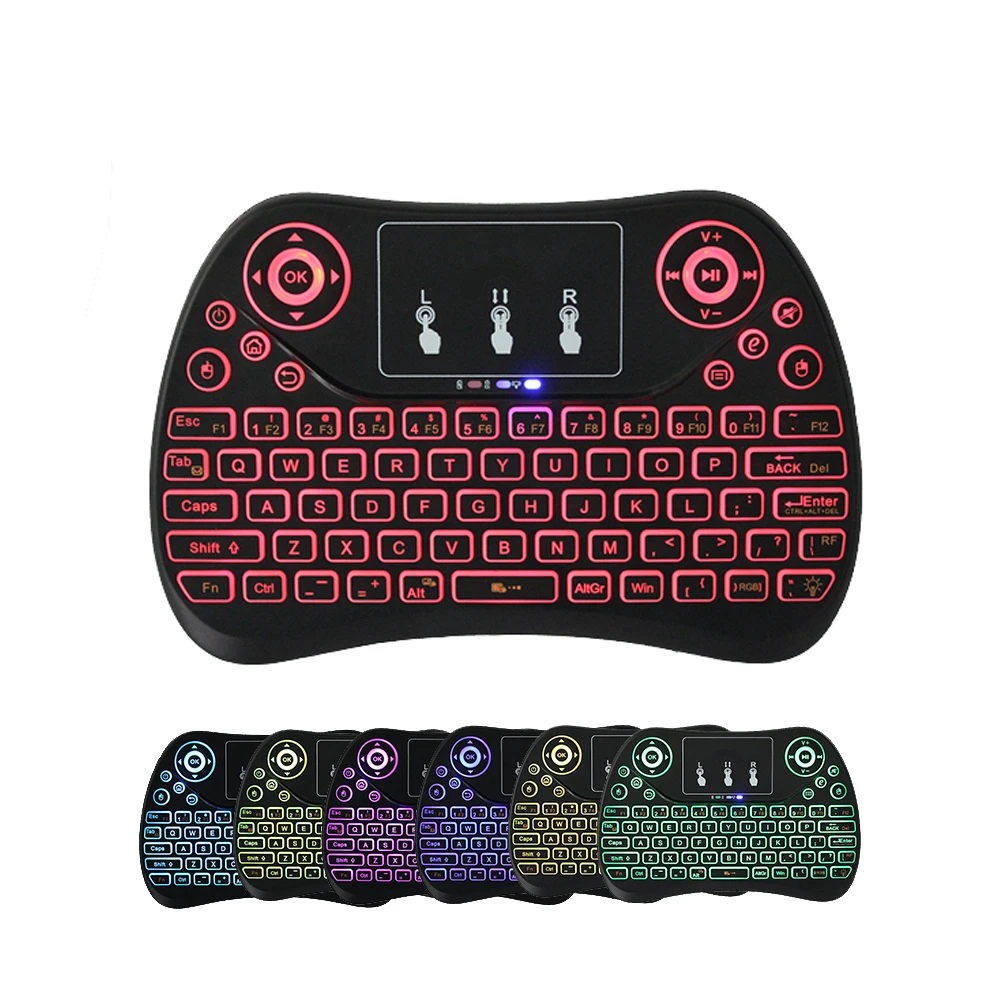 

Горячая Распродажа семь цветов подсветки 2,4 ГГц мини беспроводная перезаряжаемая Сенсорная панель T2 Air Fly мышь с подсветкой i8 Клавиатура для