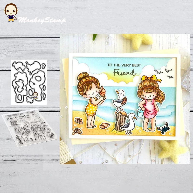 Летние штампы и для девочек с изображением обезьяны скрапбукинга фотоальбома