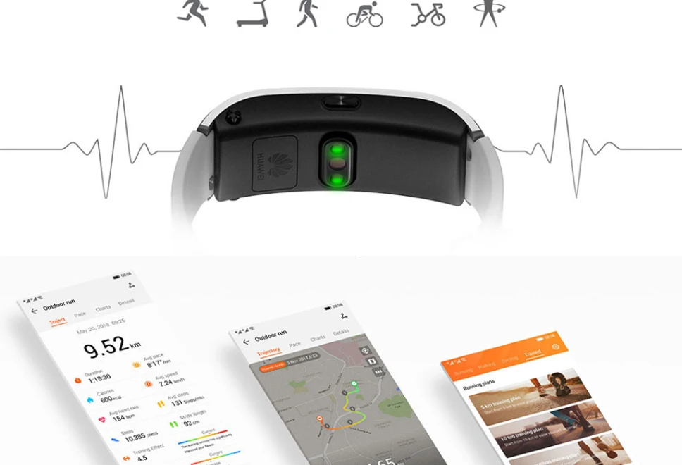Huawei talkband B5Fitness Tracke Smart Band светодиодный экран вызова громкой связи Поддержка гарнитуры функция-Черная спортивная версия