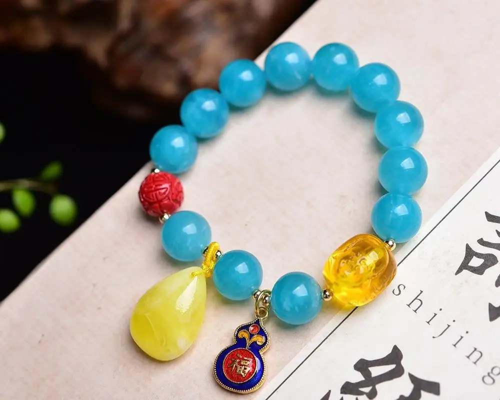 

202011 Natural Ambience Amber Pendant Bracelet pulseira casal gioielli donna bizuteria jewlery biuteria joyeria bracciali joyas