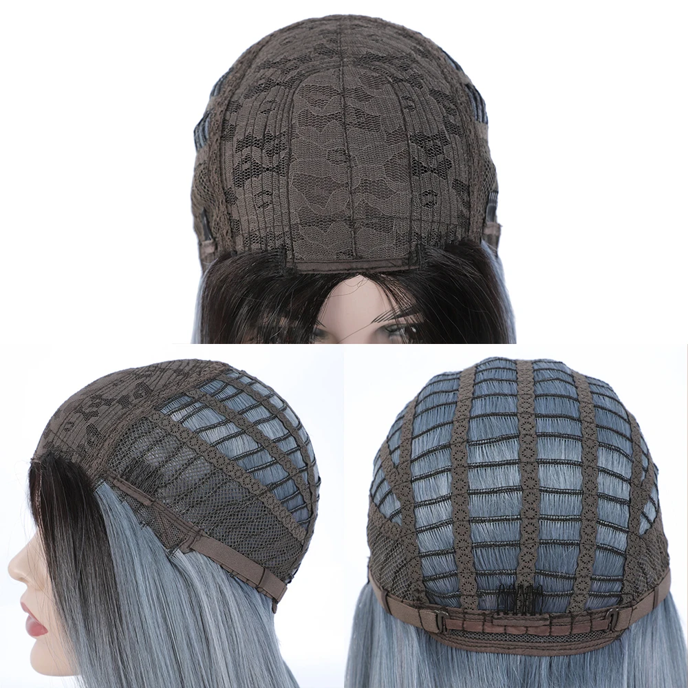 

X-TRESS Ombre Brown Colored Machine Wig For Women Natural Wave Synthetic Hair Wigs Medium Length Heat Resistant Soft Fluffy Wig