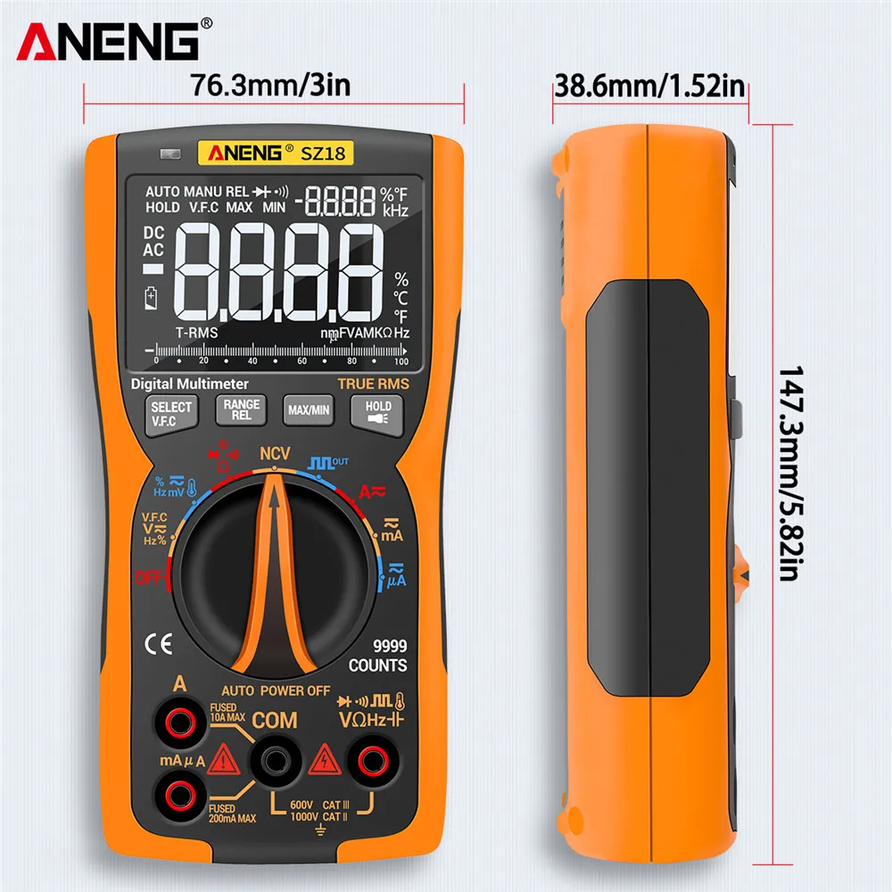 ANENG SZ18 DIY транзисторный конденсатор NCV тестеры Lcr Цифровой мультиметр 9999