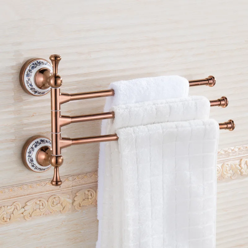 Латунная Складная Вращающаяся вешалка для полотенец 3 полоски | Обустройство