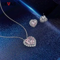 oevas romantic 100 925 sterling silver heart created moissanite gemstone necklaceearrings wedding jewelry sets wholesale