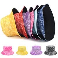2021 new fisherman hat fashion floral printing cap cotton polyester double sided wear hat summer hiking fishing sun shade cap