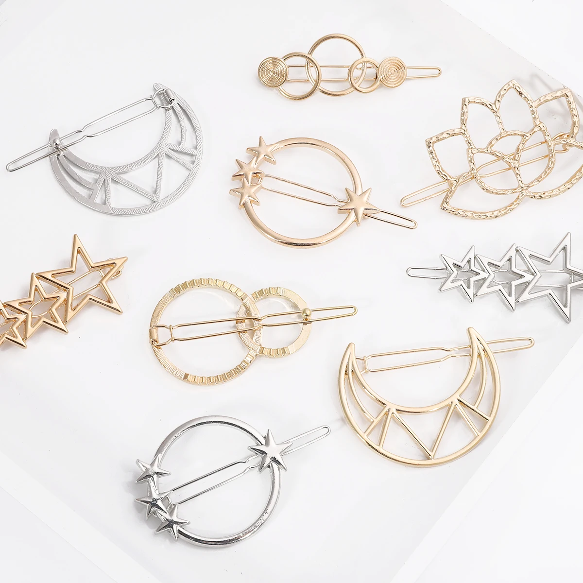 Женская заколка для волос треугольная из металлического сплава с геометрическим