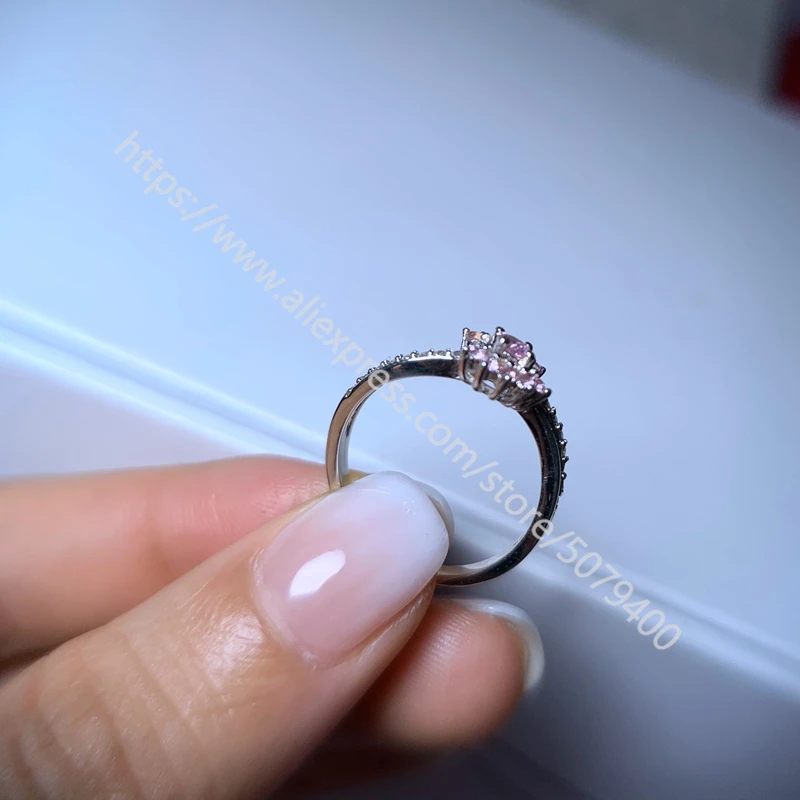 

Flower Royal Pink Sapphires Ring Pink Gems-stone Ring Engagement Ring Wedding white gold plated Anniversary Promise CZ Ring
