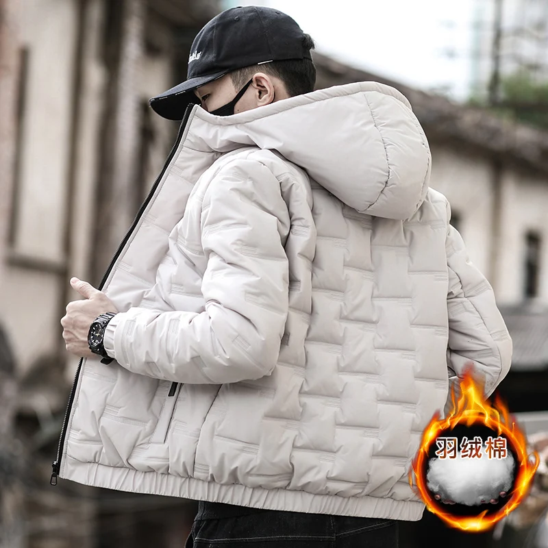 Men Winter Parkas Coat Zipper Pocket Thick Hooded  Jackets Male Fashion Casual Solid streetwear Oversize jacket tops Thick Warm