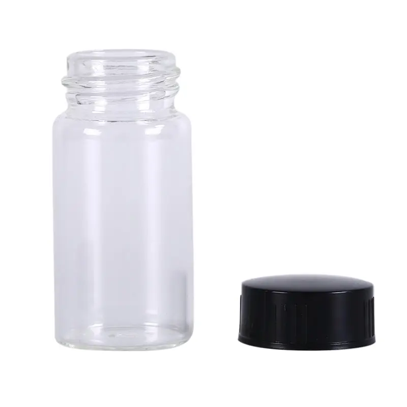 

20ml Liquid Sampling Sample Glass Bottles With Black Screw Cap Transparent Lab Small Glass Vials Bottles Containers