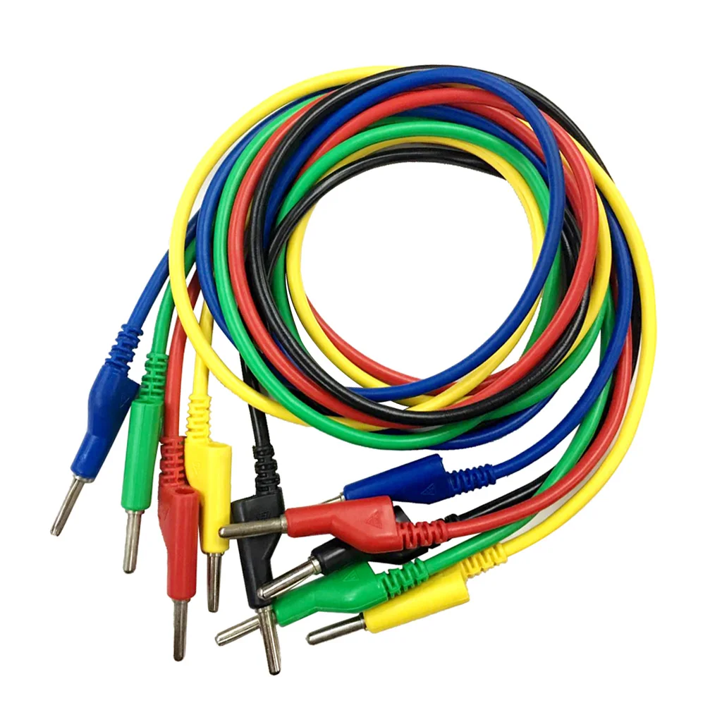 4mm Banana Plug Male Jack Silicone Test Cable 1Meter - Pack of 5Pcs | Электроника