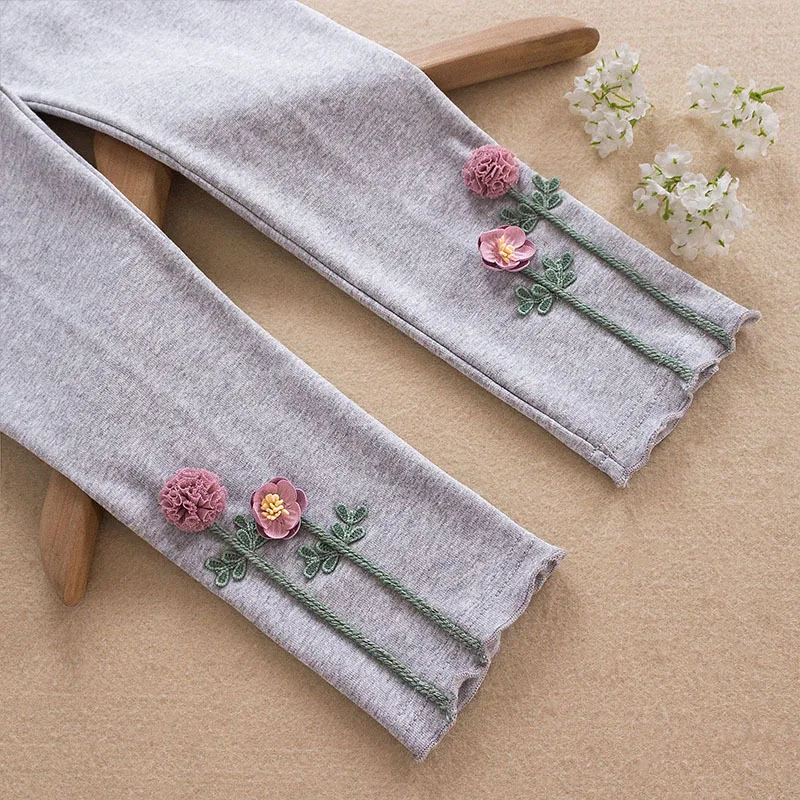 Модные леггинсы с цветочным рисунком для маленьких девочек осенние детские