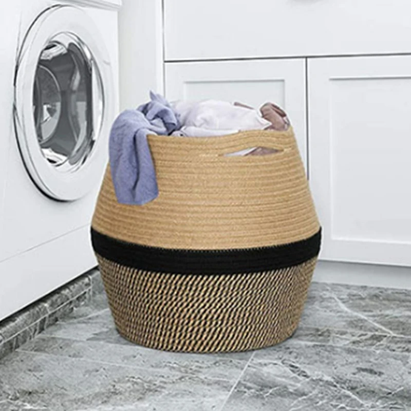 

Cotton Woven Flower Basket Flower Pot Living Room Furnishings Foldable Storage Basket Plant Basket Home Decor