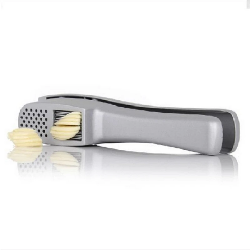 Silver Garlic Press Slicer 2 In 1 Multifunctional Ginger Squeezer Masher Handheld Mincer Kitchen Cooking Tool | Дом и сад