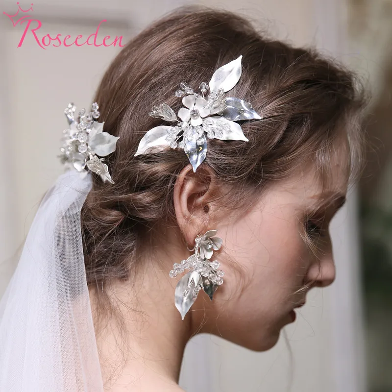 

Handmade Floral Bridal Earrings Fashion Silver Color Women Wedding Accessories Jewelry RE3921