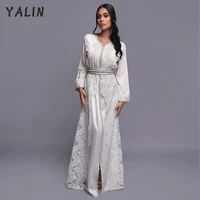yalin elegance white moroccan caftan evening dress long sleeves special occasion dress dubai wedding muslim custom made