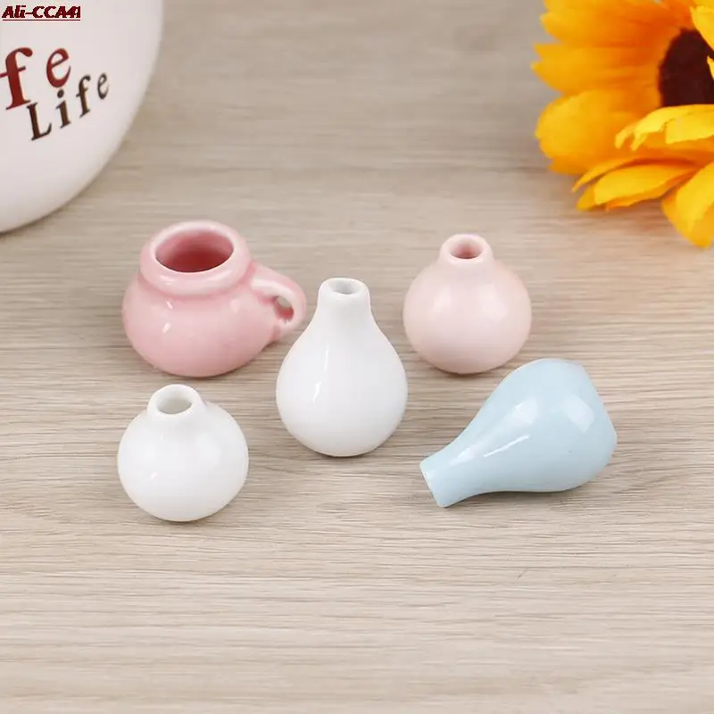 

Cute Vintage Porcelain Flowerpot Vase Jar 1:12 Scale Handcrafted Doll House Miniature Dollhouse Accessories