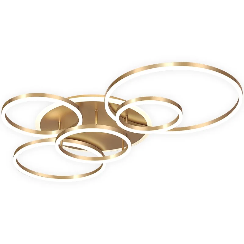 

Remote Controller 2/3/5/6 Circle Rings Modern led Chandelier For living Room LED Plafon Decor Bedroom Lamps Fixture Gold color