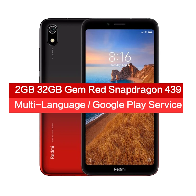 Red 2GB 32GB Смартфон Xiaomi Redmi 7A с глобальной версией, 2 Гб, 32 ГБ, Восьмиядерный процессор Snapdargon 5,45 HD 439, аккумулятор 4000 мА · ч, долгий режим ожидания, мобильный телефон - Цвет: Red 2GB 32GB