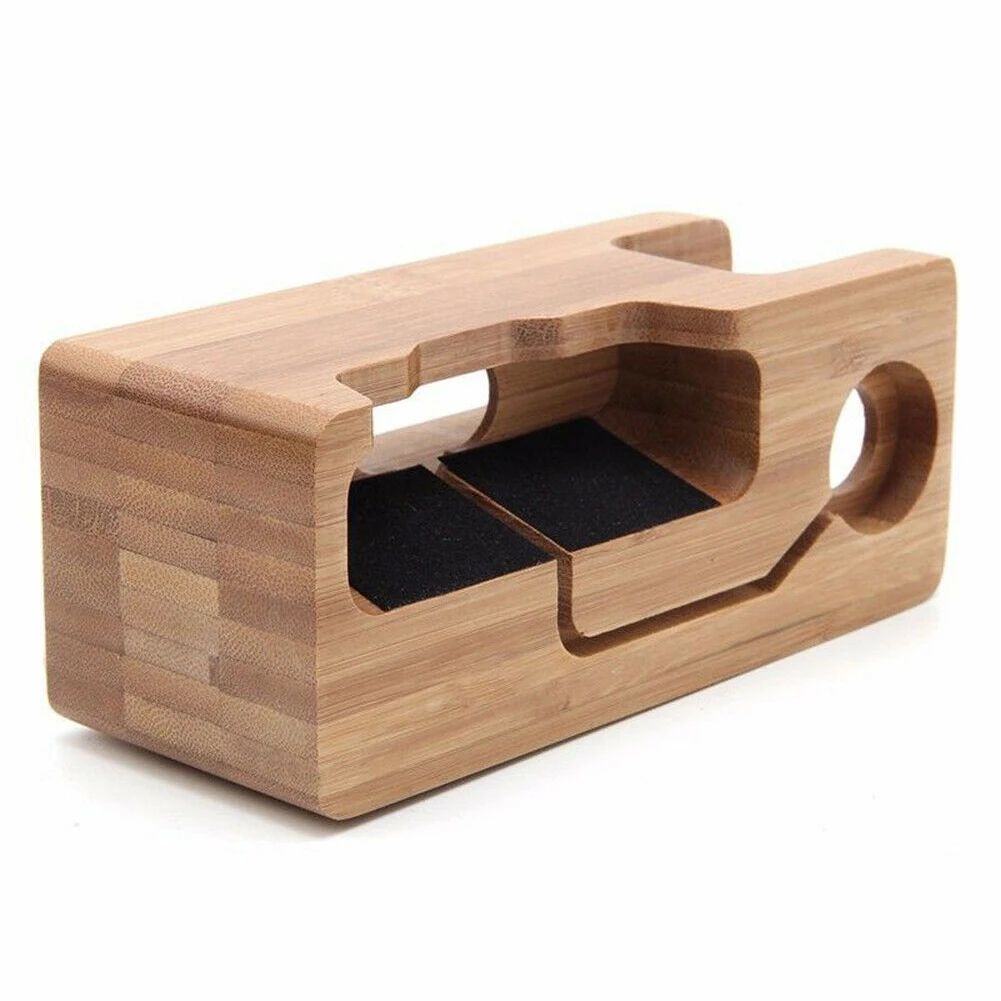 phone stand charging dock universal accessories 2 in 1 desktop home office dc 5v bamboo wood mount usb station for apple free global shipping