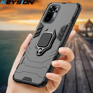 keysion shockproof case for redmi 10 note 10s note 11 pro 5g 9 9t 9a k40 ring stand phone cover for xiaomi mi 11 lite 11t pro free global shipping
