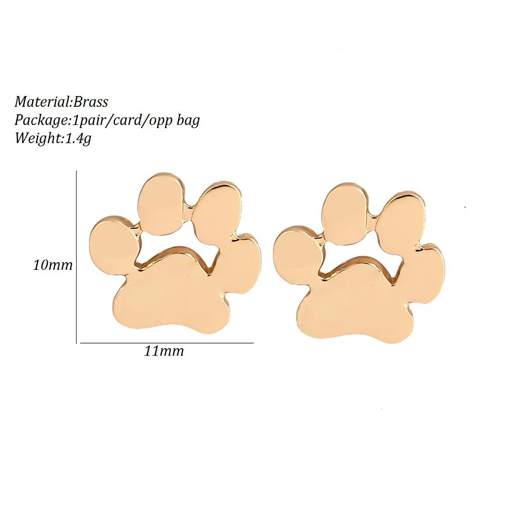 Женские серьги гвоздики с принтом Собачья лапа 1 пара|Серьги-гвоздики| |
