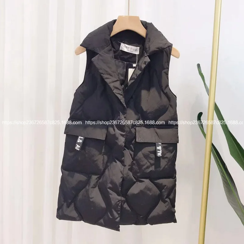 Пуховой хлопковый жилет для девочек старшего возраста длинное пальто 2019 зимний