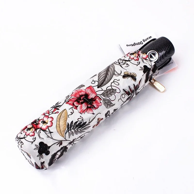 Креативный ретро-зонт с красивым рисунком женский ветрозащитный 3-складной