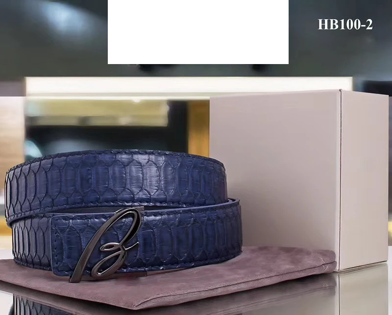 Navy Blue Пояс миллионера змеиной кожи для мужчин Новая мода Бизнес Англия сплав Пряжка высокое качество большой размер 105-130 см - Цвет: Navy Blue