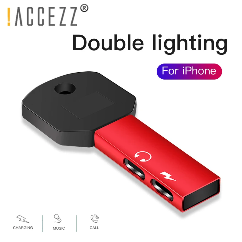 ! ACCEZZ адаптер 2 в 1 с двойным освещением для зарядки звонков iphone X 8 7 Plus XS MAX XR IOS 11 12
