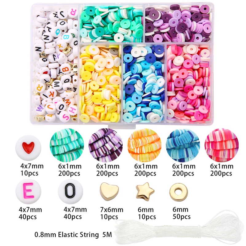 Акриловые бусины 1160 шт./компл. 6 мм красочные глиняные для рукоделия коробка с