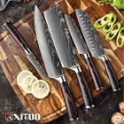 Набор кухонных ножей XITUO, шеф-ножи из нержавеющей стали, сантоку, дамасский резак для фруктов и овощей