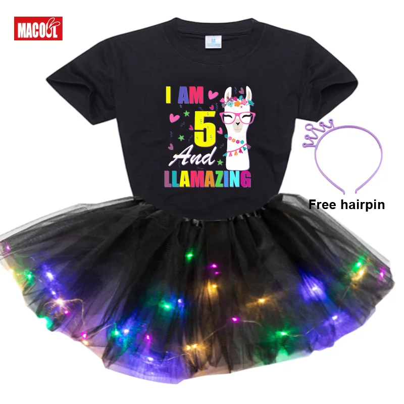 

Girl Birthday Tutu Dress Set Llamazing Birthday Tshirt Dress Girl Kids Dress Set Party Light Christmas Dress Little Girl Costume