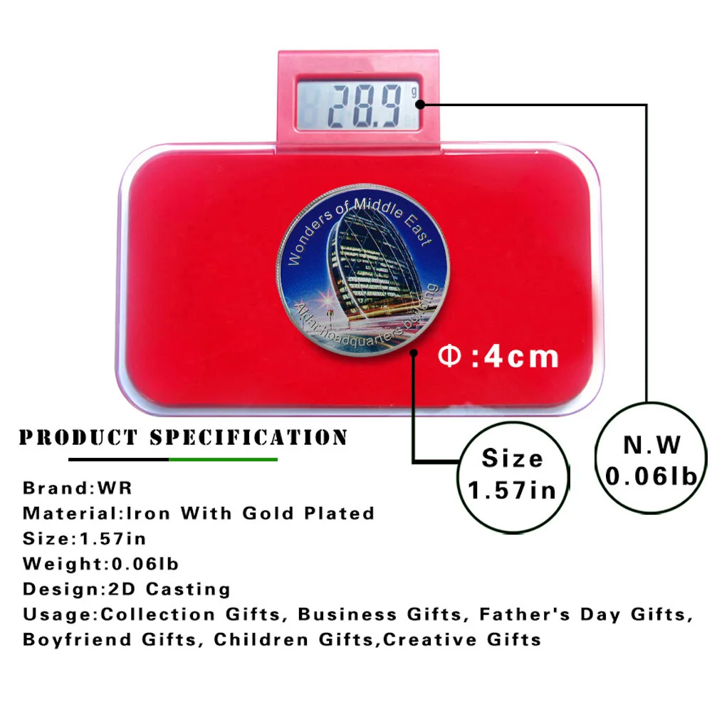 WR 9 шт Средний Восток памятная Серебряная монета Cayan Tower наградная металлические