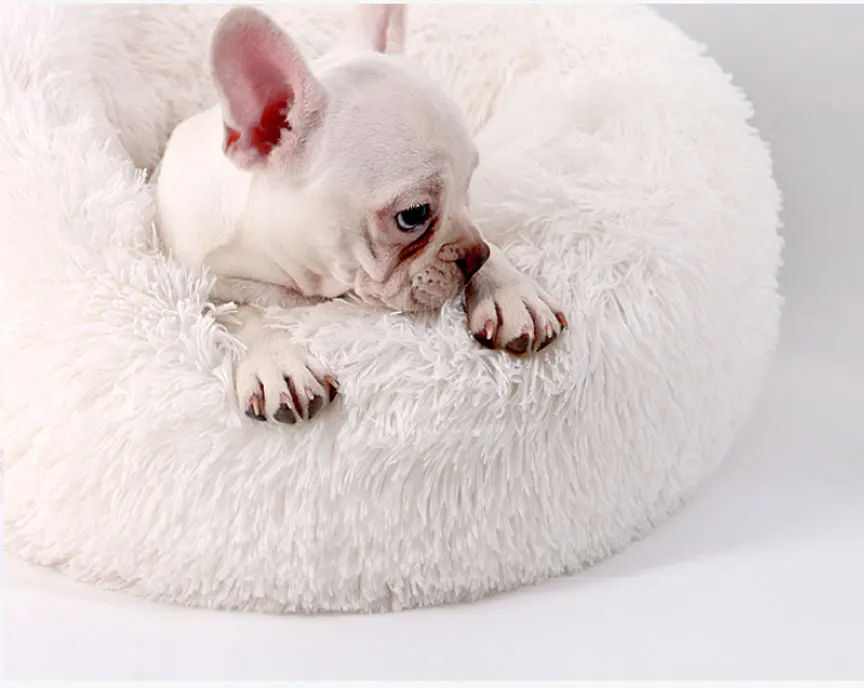 Мягкая Плюшевая круглая кровать для собаки, коврик для питомца, моющийся, плюшевый, глубокий сон, кошачий домик, нескользящий, супер мягкий PV бархатный диван, зимний теплый матрас для питомца