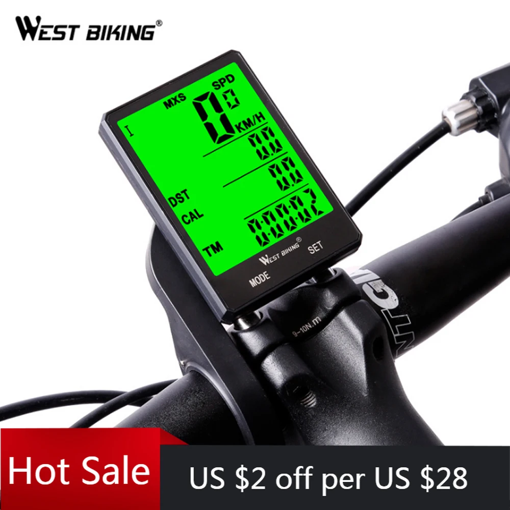 WEST BIKING беспроводной Велосипедный компьютер водонепроницаемый большой экран