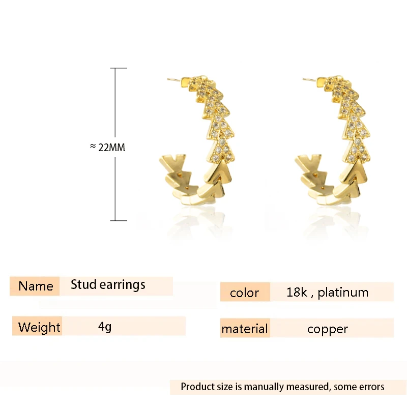

SIPENGJEL Fashion Simple Geometric Circle Round Stud Earrings Brilliant Crystal Zircon Leaf Earrings For Women Jewelry 2021