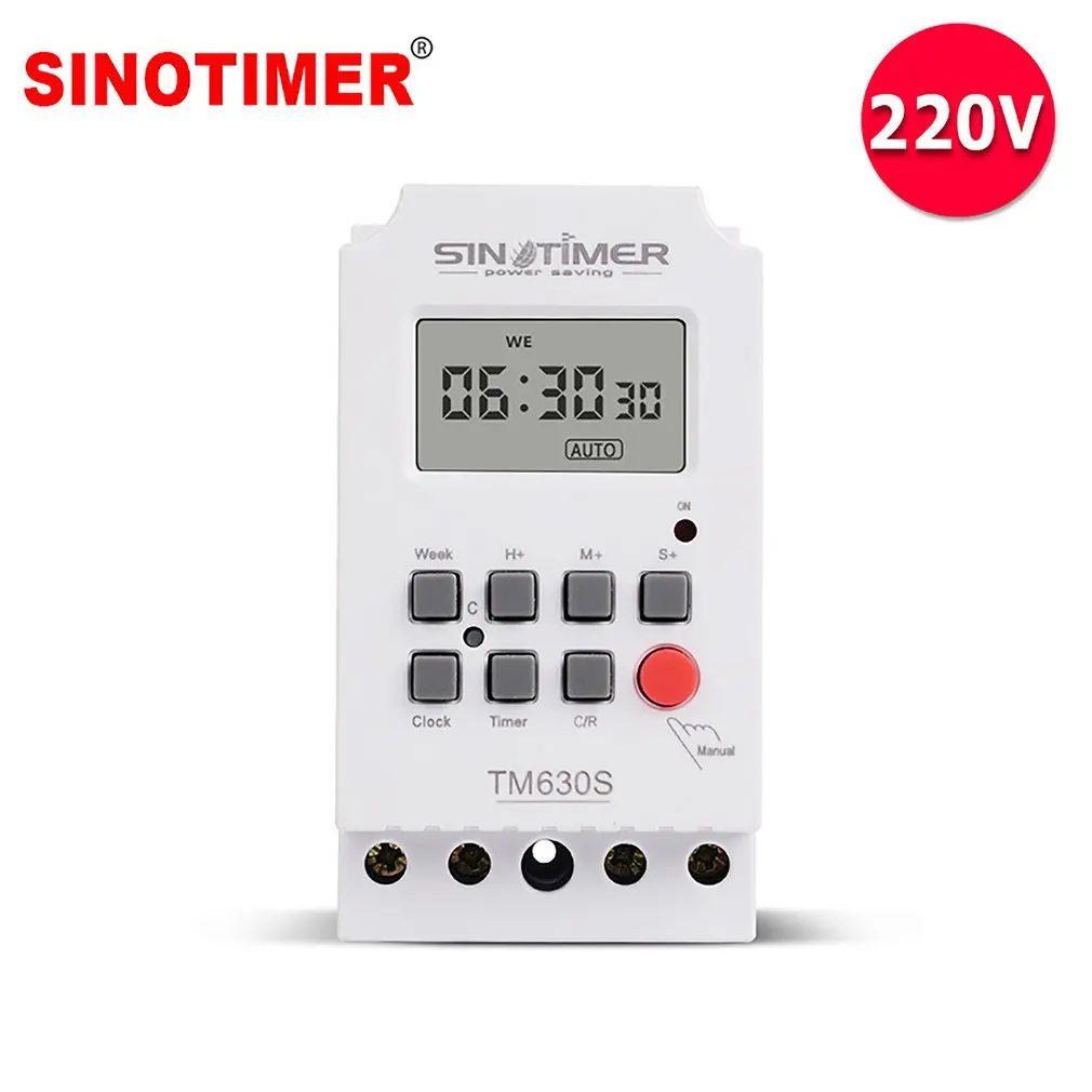 

SINOTIMER TM630S Heavy Load 7 Days Lighting Electronic Digital Weekly Timer With 2 Second Interval And Direct Output Power