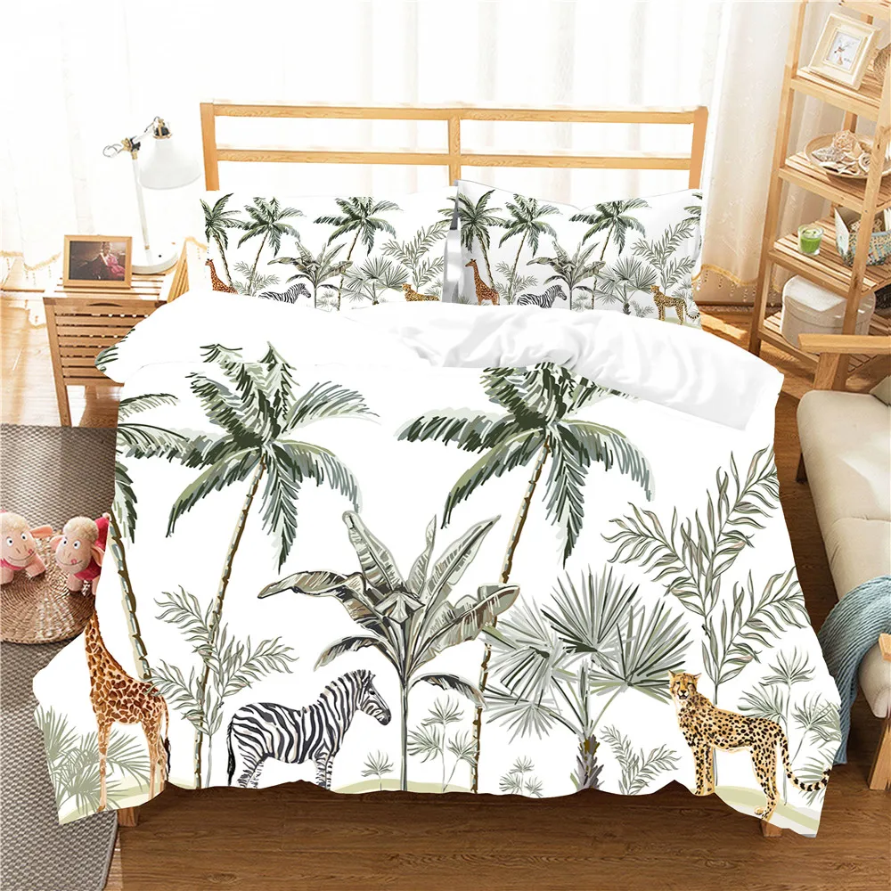 

Tropical Plants Bedding Set 3D Printing Bedding 3PCS Cover Set Single Double Duvet Cover Luxury Quilt Cover Adult Bed Cover Set
