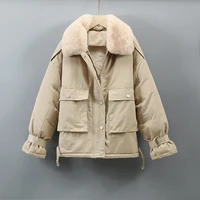 cotton padded clothes korean loose cotton padded jacket 2021 new parker coat womens winter short thickened zipper tooling coat