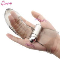 silicone vibrating finger sleeve intimate sex products vaginal clitoris stimulation finger massager bullet vibrators for women