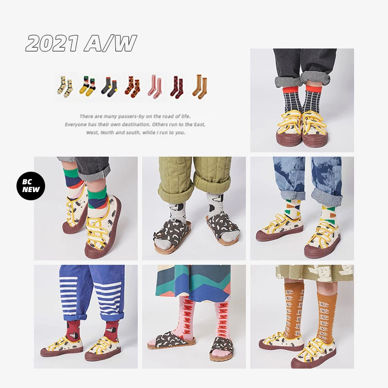 Детские носки bobo для мальчиков новинка осень-зима 2021 тонкие хлопковые клетчатые