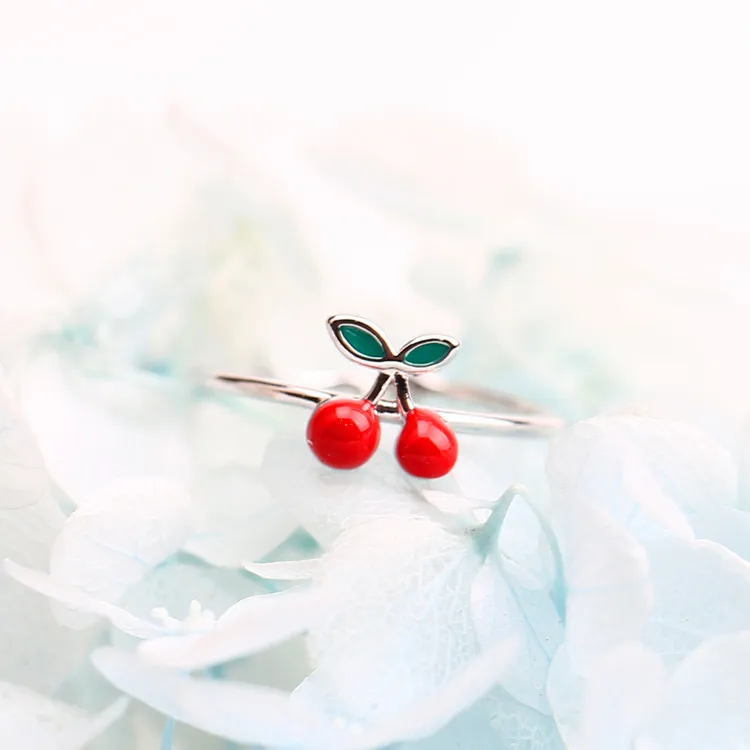 Женские/Детские кольца с вишней Эмалированные фруктами вечерние эмалью