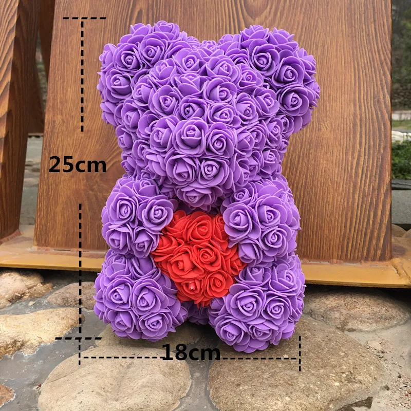 Медвежонок из искусственных роз ко дню св. Валентина (25 см)|Искусственные и сухие