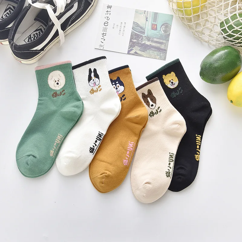 Женские носки в стиле Харадзюку С мультяшными животными Повседневные Удобные